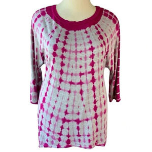 Jones New York Tie Dye Dolman Sleeves Pullover Tee Shirt Tops Size 1X Magenta